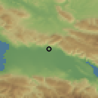 Shaded relief of the 59 km around Thomazeau, drawn from the GMTED2010 grid