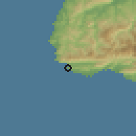 Shaded relief of the 59 km around Tiburon, drawn from the GMTED2010 grid
