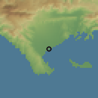 Shaded relief of the 59 km around Torbeck, drawn from the GMTED2010 grid