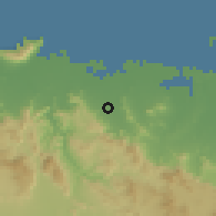 Shaded relief of the 59 km around Trou-du-Nord, drawn from the GMTED2010 grid