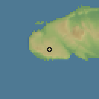 Shaded relief of the 59 km around Bombardopolis, drawn from the GMTED2010 grid