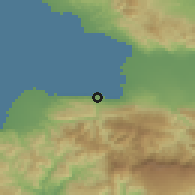 Shaded relief of the 59 km around Carrefour, drawn from the GMTED2010 grid