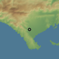 Shaded relief of the 59 km around Chantal, drawn from the GMTED2010 grid