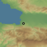 Shaded relief of the 59 km around Delmas, drawn from the GMTED2010 grid