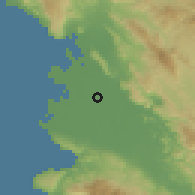 Shaded relief of the 59 km around Desdunes, drawn from the GMTED2010 grid