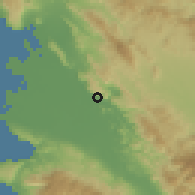 Shaded relief of the 59 km around Dessalines, drawn from the GMTED2010 grid
