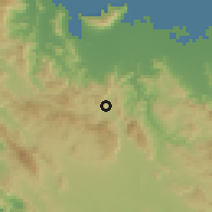 Shaded relief of the 59 km around Dondon, drawn from the GMTED2010 grid