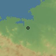 Shaded relief of the 59 km around Ferrier, drawn from the GMTED2010 grid