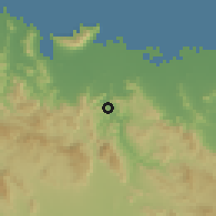 Shaded relief of the 59 km around Grande Rivière du Nord, drawn from the GMTED2010 grid