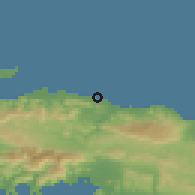 Shaded relief of the 59 km around Anse-a-Veau, drawn from the GMTED2010 grid