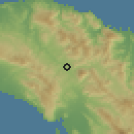 Shaded relief of the 59 km around Gros-Morne, drawn from the GMTED2010 grid