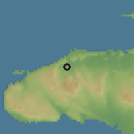 Shaded relief of the 59 km around Jean-Rabel, drawn from the GMTED2010 grid
