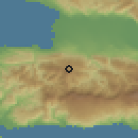 Shaded relief of the 59 km around Kenscoff, drawn from the GMTED2010 grid