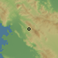 Shaded relief of the 59 km around La Chapelle, drawn from the GMTED2010 grid