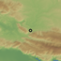 Shaded relief of the 59 km around Lascahobas, drawn from the GMTED2010 grid