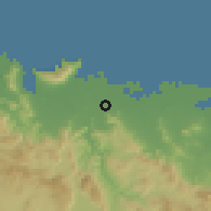 Shaded relief of the 59 km around Limonade, drawn from the GMTED2010 grid