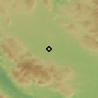 Shaded relief of the 59 km around Maissade, drawn from the GMTED2010 grid