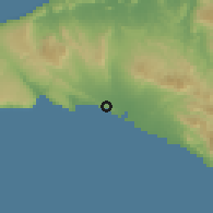 Shaded relief of the 59 km around Anse-Rouge, drawn from the GMTED2010 grid