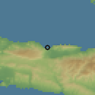 Shaded relief of the 59 km around Miragoâne, drawn from the GMTED2010 grid