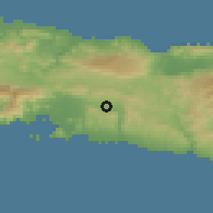 Shaded relief of the 59 km around Mombin-Crochu, drawn from the GMTED2010 grid