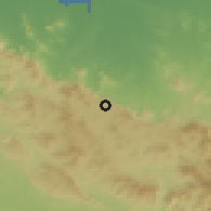 Shaded relief of the 59 km around Mont-Organisé, drawn from the GMTED2010 grid