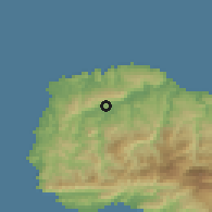 Shaded relief of the 59 km around Moron, drawn from the GMTED2010 grid