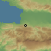 Shaded relief of the 59 km around Pétionville, drawn from the GMTED2010 grid