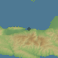 Shaded relief of the 59 km around Petit Goâve, drawn from the GMTED2010 grid