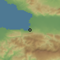Shaded relief of the 59 km around Port-au-Prince, drawn from the GMTED2010 grid