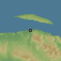 Shaded relief of the 59 km around Port-de-Paix, drawn from the GMTED2010 grid