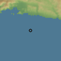 Shaded relief of the 59 km around Port-Salut, drawn from the GMTED2010 grid