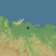 Shaded relief of the 59 km around Quartier-Morin, drawn from the GMTED2010 grid