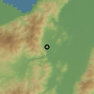 Shaded relief of the 59 km around Colonia San Jorge Dos, drawn from the GMTED2010 grid
