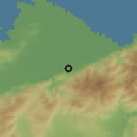 Shaded relief of the 59 km around Corinto, drawn from the GMTED2010 grid