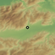 Shaded relief of the 59 km around Coyoles, drawn from the GMTED2010 grid
