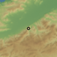 Shaded relief of the 59 km around Cuaca Vieja, drawn from the GMTED2010 grid