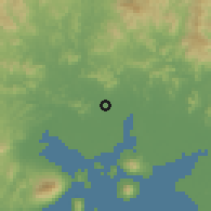Shaded relief of the 60 km around Cubulero, drawn from the GMTED2010 grid