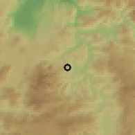 Shaded relief of the 59 km around El Buen Pastor, drawn from the GMTED2010 grid