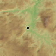 Shaded relief of the 59 km around Arada, drawn from the GMTED2010 grid