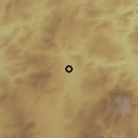 Shaded relief of the 59 km around El Corpus, drawn from the GMTED2010 grid