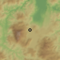 Shaded relief of the 59 km around El Edén, drawn from the GMTED2010 grid