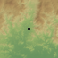 Shaded relief of the 59 km around Aramecina, drawn from the GMTED2010 grid