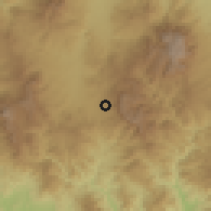 Shaded relief of the 59 km around El Granzal, drawn from the GMTED2010 grid