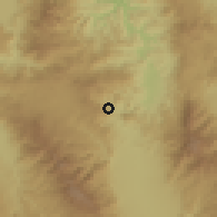 Shaded relief of the 59 km around El Higuero, drawn from the GMTED2010 grid