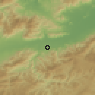 Shaded relief of the 59 km around El Juncal, drawn from the GMTED2010 grid