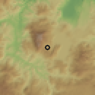 Shaded relief of the 59 km around El Mochito, drawn from the GMTED2010 grid