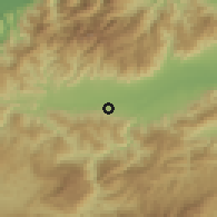 Shaded relief of the 59 km around Arenal, drawn from the GMTED2010 grid