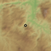 Shaded relief of the 59 km around El Níspero, drawn from the GMTED2010 grid