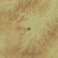 Shaded relief of the 59 km around El Obraje, drawn from the GMTED2010 grid