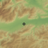 Shaded relief of the 59 km around El Ocote, drawn from the GMTED2010 grid